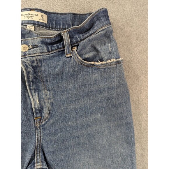 Abercrombie Fitch Jeans Womens Size 2 Blue Distressed '90s Straight High Rise - Picture 3 of 16